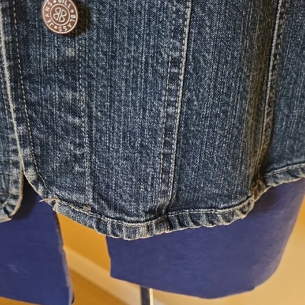 Upcyled Molly Made It Blue Jean Jacket with Iconic Rolling Stones Design - Picture 11 of 13